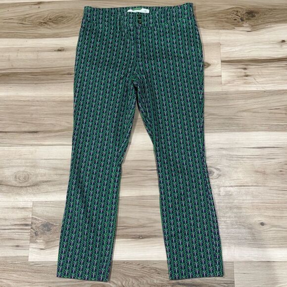 Anthropologie Essentials Butterfly Green Blue Trousers Pants Women’s 8 - Picture 4 of 8